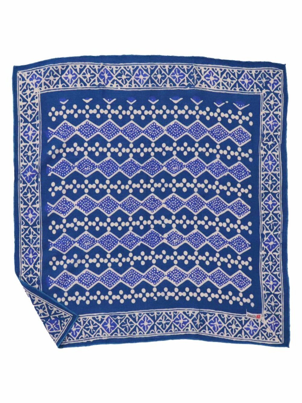 Hand Dyed Batik Bandana, Diamond, Blue White
